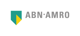 Logo van ABN AMRO met grijze letters en een groen-geel-blauw embleem.